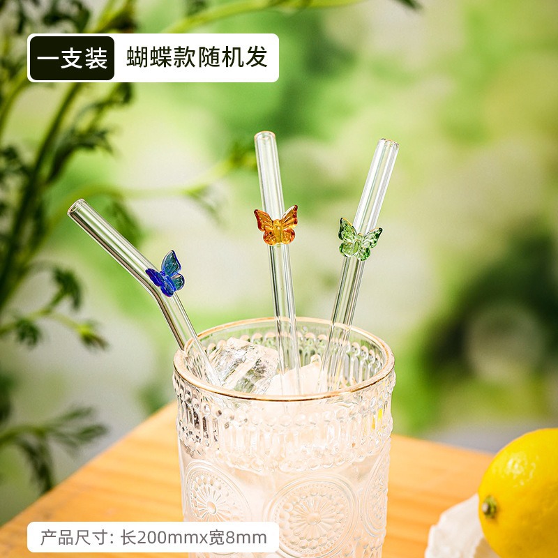 Pajita de vidrio con alto contenido de borosilicato, resistente al calor, reutilizable, juego de tubo de bebida de jugo de seguridad para mujeres embarazadas y niños con caja portátil