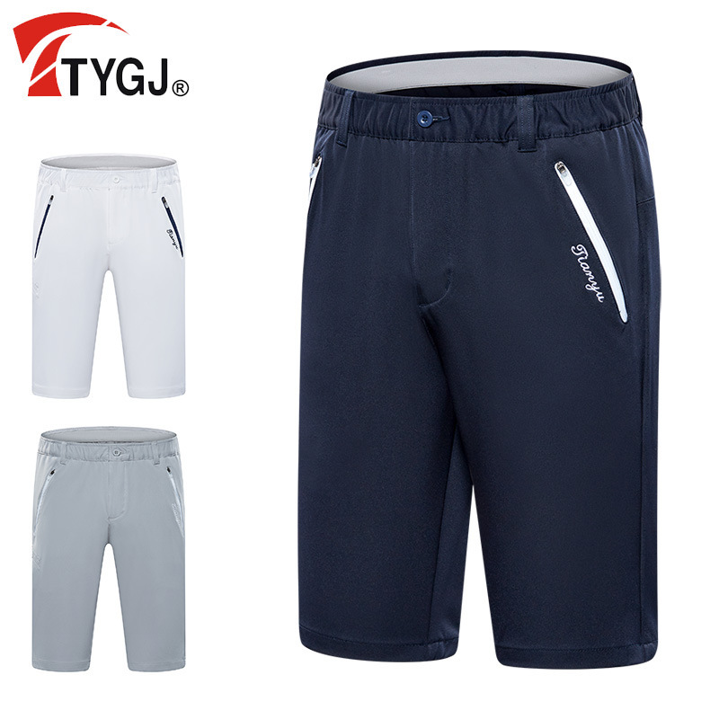 TTYGJ Golf Shorts Men's Sports Ball Pants Summer Lightweight Breathable Elastic Waist Zipper Bag