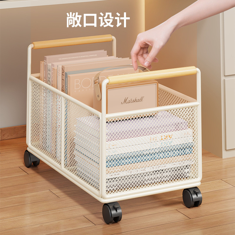 书本书包收纳箱小书桌桌下课本整理架落地可移动小推车书包收纳筐|undefined