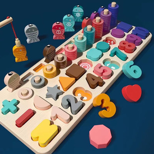 Educational Baby Early Boys Girls 3-Board Intelligence Children's Toy Matching Puzzle Number Half Building Blocks