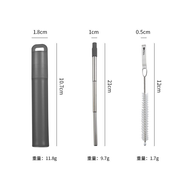 Ain 304 traje de paja retráctil boca de silicona caja de almacenamiento portátil bebida leche té paja reutilizable regalo