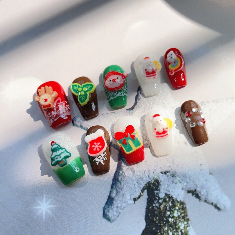 Christmas Style Wearable Nails Pure Handmade Manicure Patches New Cartoon Santa Claus Elk Christmas Tree Fake Nails Christmas Style Wearable Nails Pure Handmade Manicure Patches New Cartoon Santa Claus Elk Christmas Tree Fake Nails