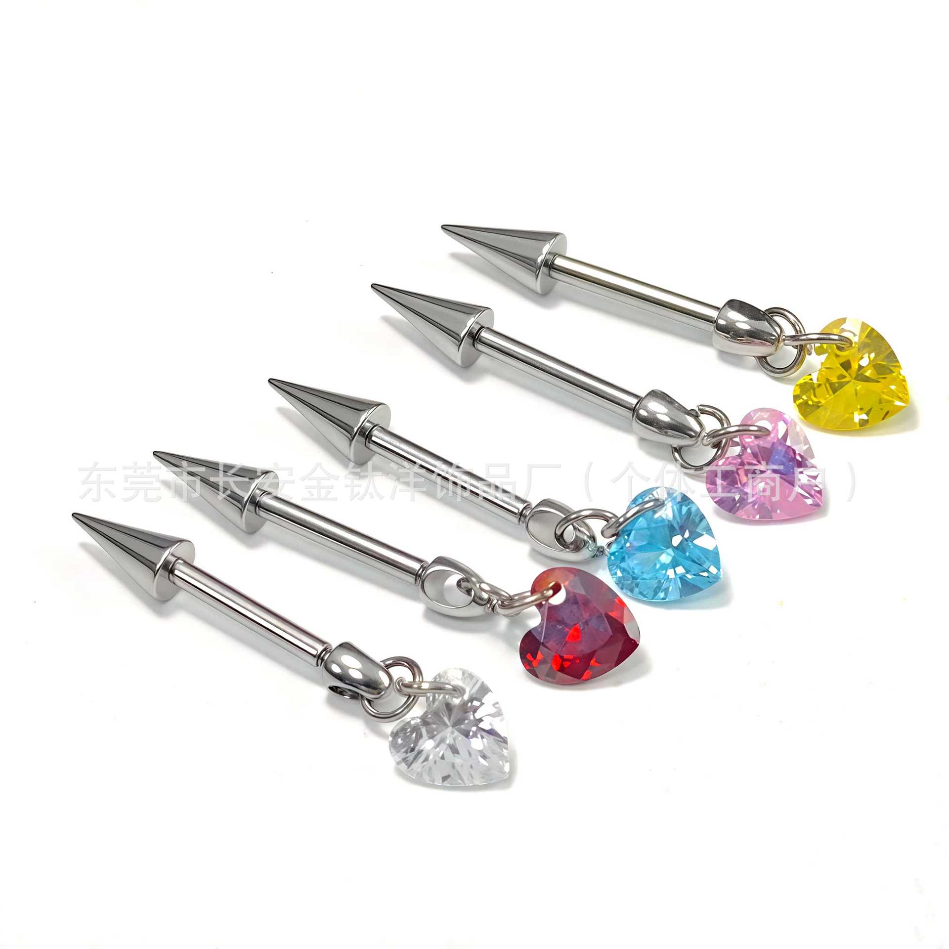 F136 Titanium Internally Threaded Pointed Cone Heart-Shaped Pendant Devil Nail Earrings Ear Bone Nail G23 Titanium Alloy Piercing Jewelry detail image 8