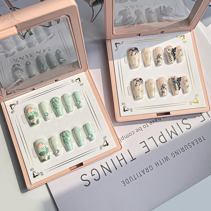 Nueva uñas de uñas de estilo nacional chino 30 piezas en caja