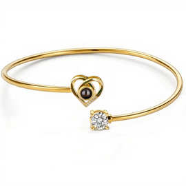 100种语言我爱你爱心手环小清新高级感精致铜镀投影手镯图片定 制