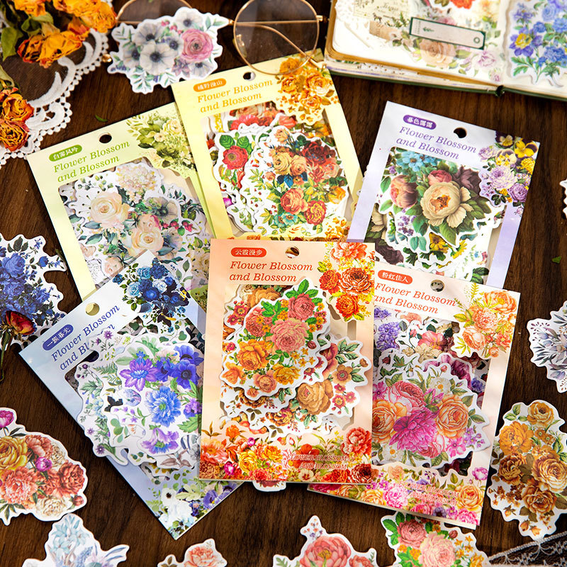 Twilight and paper sticker bag flower cluster series large size flower hand account decoration material 20 Twilight and paper sticker bag flower cluster series large size flower hand account decoration material 20