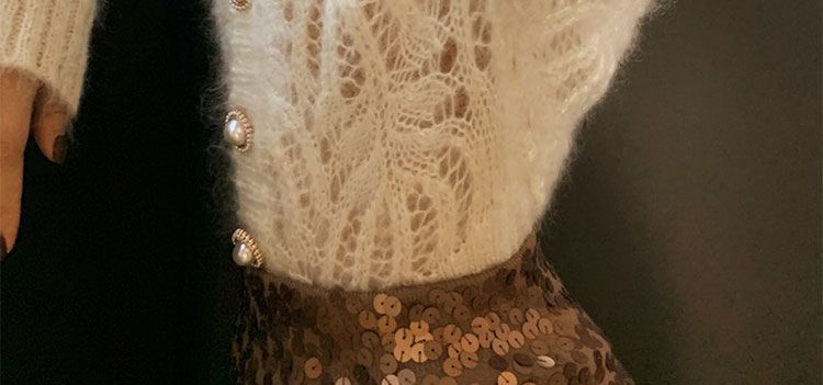 【Kasjmierfamilie】 Dunne wollen damesvestjas met uitgehold mohair gebreid temperament, gecombineerd met een korte_voghion.com