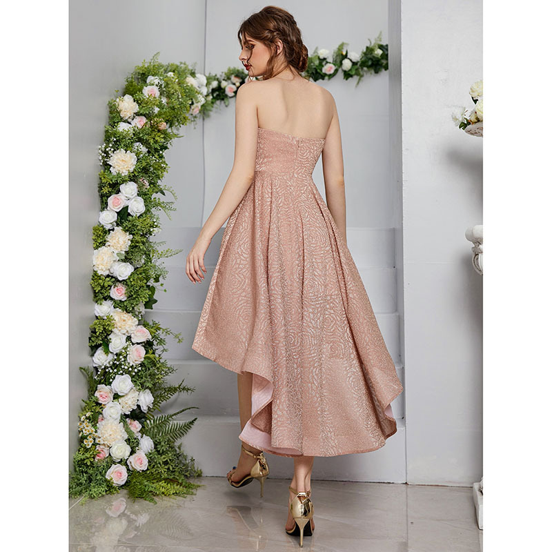 Vestido de noche estilo nuevo sin tirantes, corto por delante y largo por detrás, para fiesta de Navidad o ceremonia de mayoría de edad, venta directa de fábrica. image 3