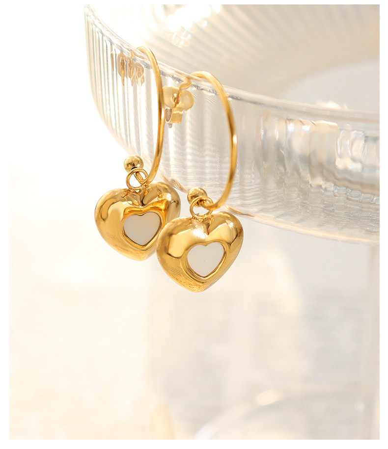 Womenu0027S Retro Heart Shape Titanium Steel Earrings Plating Zircon Stainless Steel Earrings