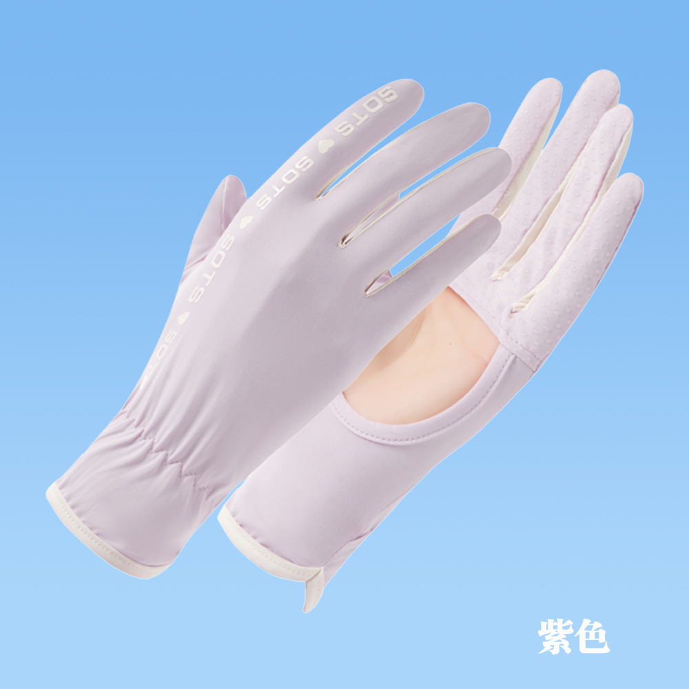 Guantes de protección solar para mujeres Protección UV al aire libre antideslizante verano conducción delgada equitación pantalla táctil hueca Guantes de seda de hielo