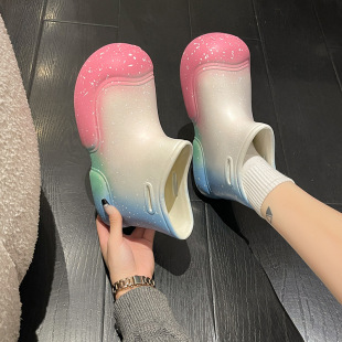 New Trendy Internet Celebrity Baby Rain Boots for Children, Parent-Child Warm Non-Slip Waterproof Shoes for Girls, Cute for Older Children, Kindergarten Rain Boots