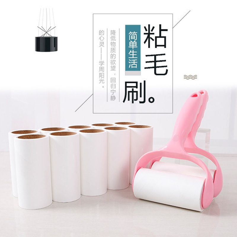 [Roller + 12 Cores] Tearable Lint Roller Dust Remover Brush Replacement Roll Paper Pet Hair Remover Roller Brush