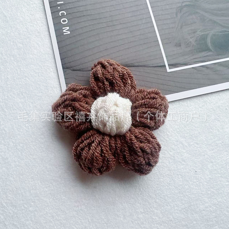 7cm ダブルラインビッグパフフラワーハンドフックウールフラワー五弁花 DIY 胸花ヘアピン衣類アクセサリーアクセサリー|undefined