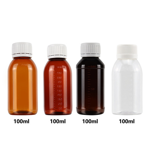 Custom 100ml Brown Syrup Bottle Pharmaceutical Grade Brown Beverage Bottle PET Liquid Polyethylene Terephthalate Plastic Bottle