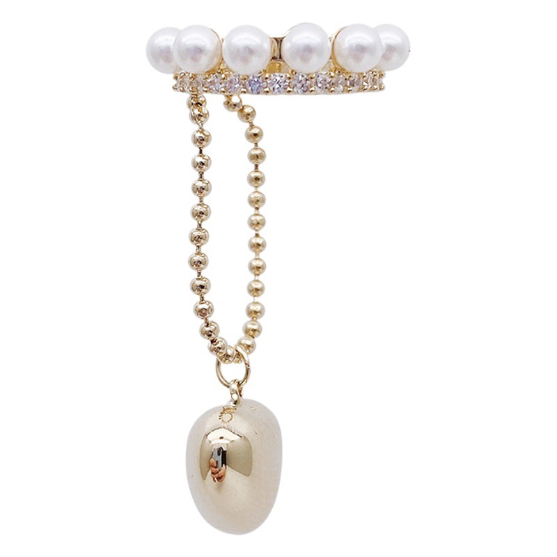 Diamante incrustado perla encantadora borla oreja clip artístico retro francés oído hueso clip de moda elegante luz de lujo pendientes al por mayor