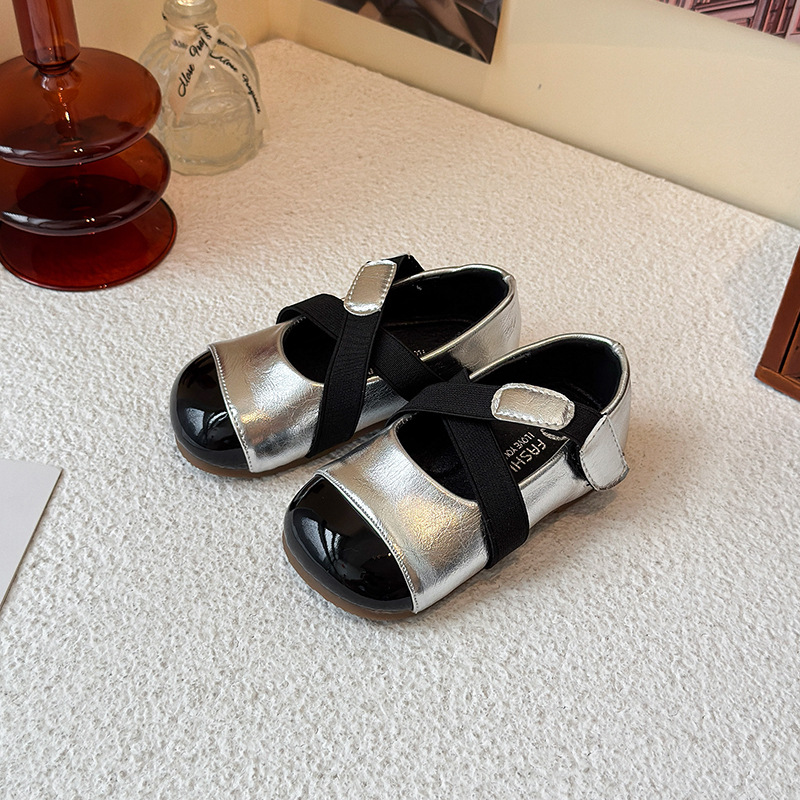 Korean Version of the Popular 2025 Autum New Selection of Kidsren's Fashionable and Versatile Cross-Strap Mary Jane Ballet Shoes