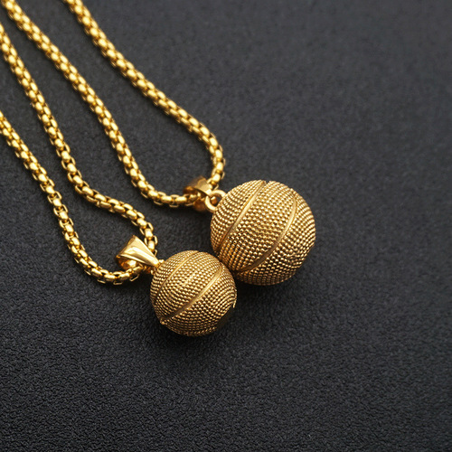 Cross-border European and American punk hip-hop rock sports style solid basketball necklace trendy men's titanium steel pendant couple pendant