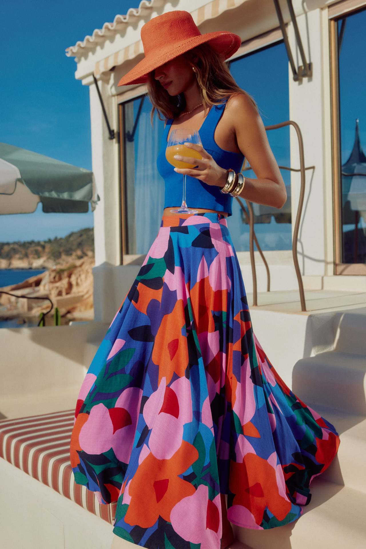 Comfort Function Regular Fit Fit Type Flower Pattern 2025 Spring And Summer Vacation Flower Polyester Maxi Long Dress Skirts