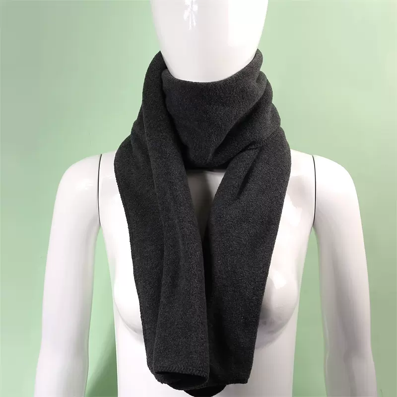 定制拷边摇粒绒围巾加厚双层围脖防寒保暖冬春户外运动毛绒围巾