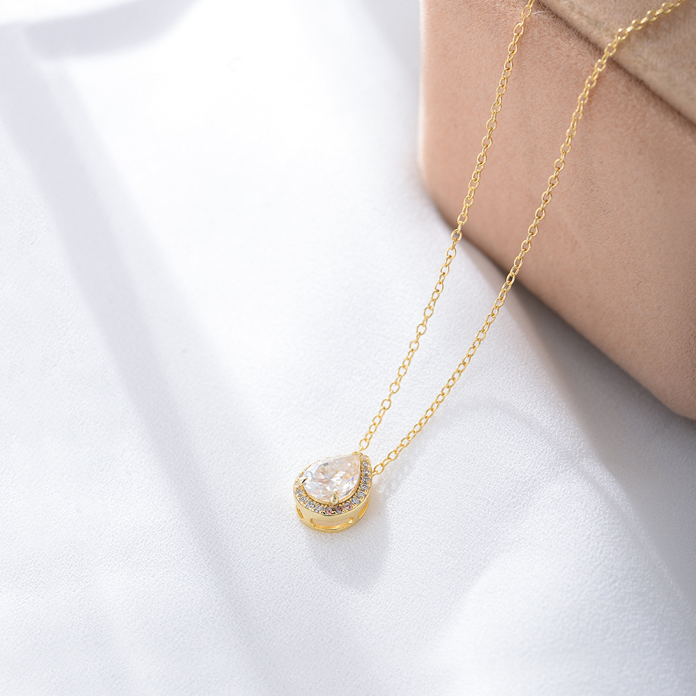 Necklace Classification 925 sterling silver Chain Material box chain Chain Type 925 Sterling Silver Zircon Plating Geometric Necklace