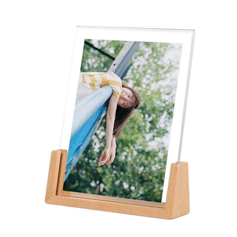 Soporte de exhibición de fotos de madera maciza, marco de acrílico DIY para entradas de conciertos, marco para fotos Polaroid de 6, 7, 8 y 10 pulgadas, regalo.