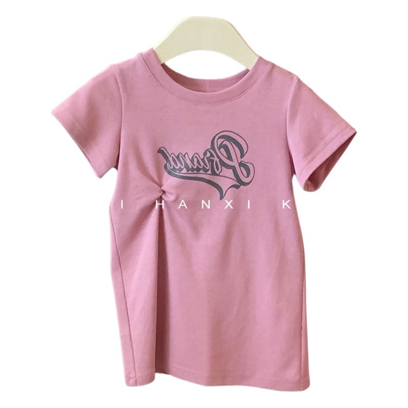Estilo coreano ropa para niños padre-hijo ropa de mujer verano carta anudada vestido recto niñas suelta casual camiseta vestido