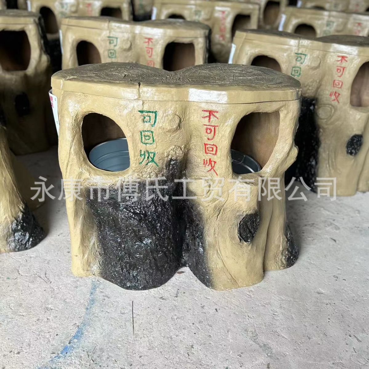 园林景观景区游乐场公园高仿真树桩垃圾桶分类果皮箱玻璃钢垃圾桶