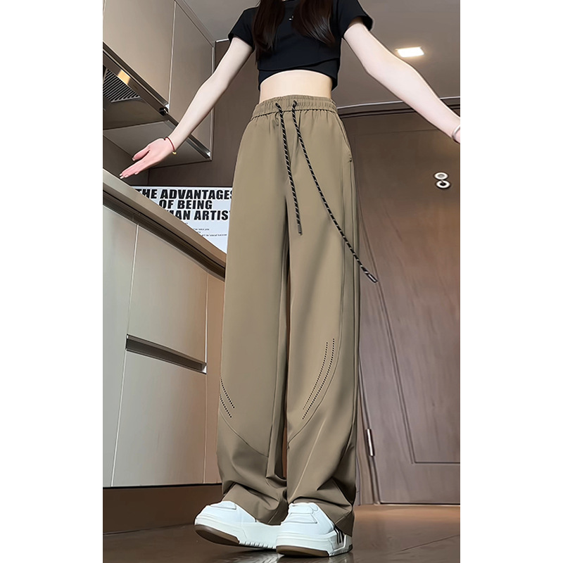 特批P28无差价夏季激光透气冲孔拖地裤男士冰丝中性阔腿长裤K1454