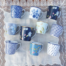 外贸出口英国LA罗兰简约陶瓷办公水杯丛林花朵咖啡杯红茶杯马克杯