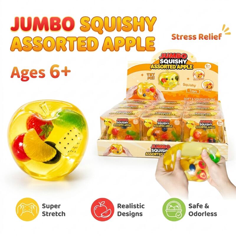 Cross-border best-selling Vaseline apple squishy toy, Christmas fruit stress-relief toy, non-bouncy, soft and chewy, handmade stress ball Cross-border best-selling Vaseline apple squishy toy, Christmas fruit stress-relief toy, non-bouncy, soft and chewy, handmade stress ball
