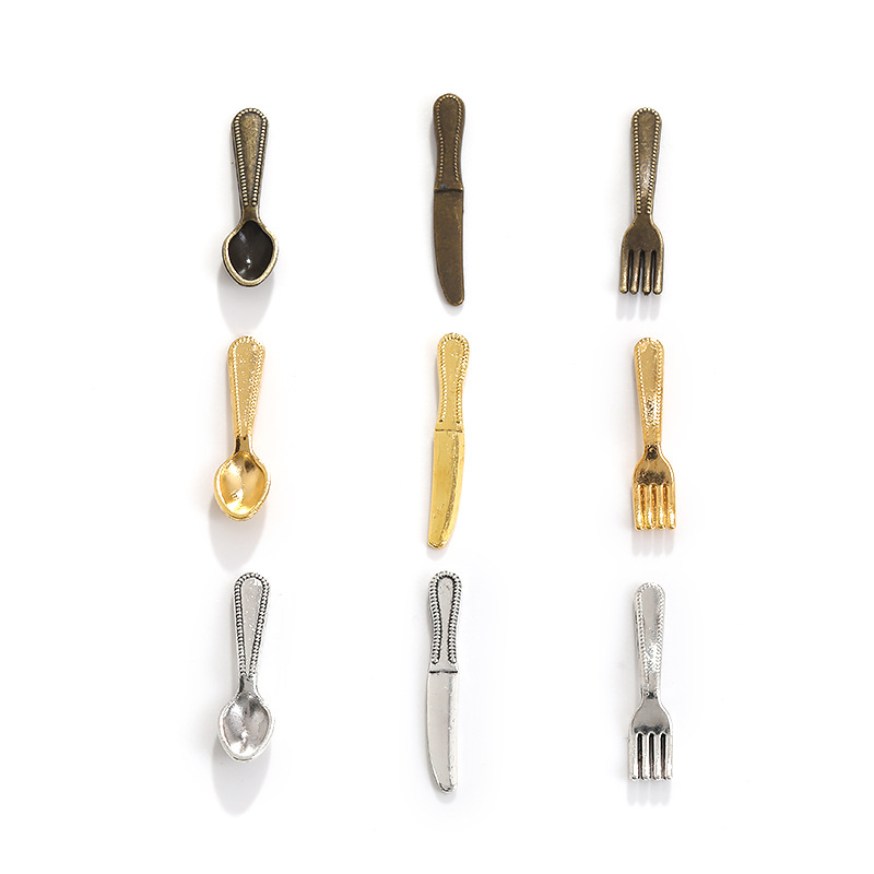 批发复古迷你日常用品刀 叉 勺 DIY合金饰品配件A800162