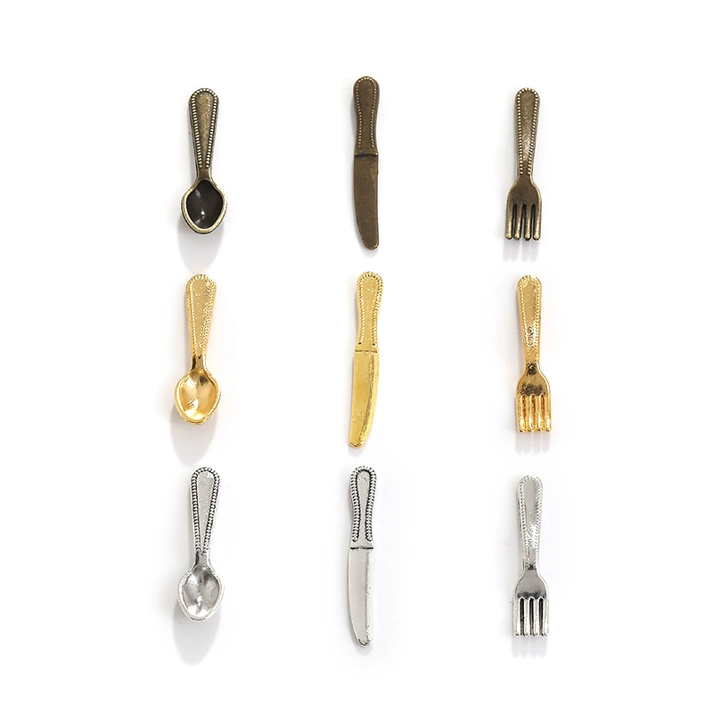Оптовая продажа миниатюрных ретро-наборов для еды (нож, вилка, ложка), аксессуары для DIY из сплава, A800162