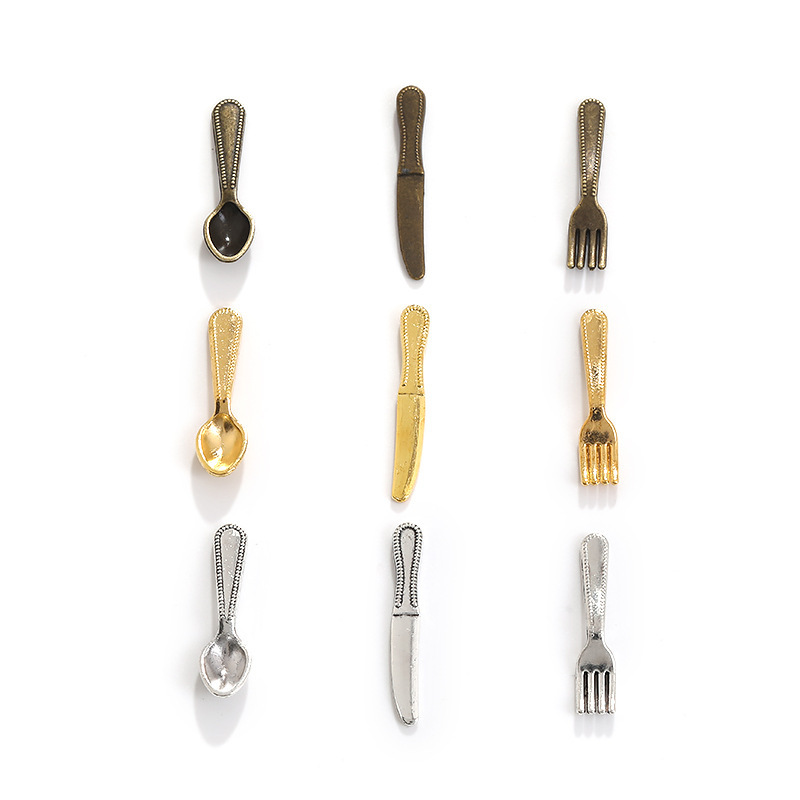 Wholesale retro mini daily necessities knife fork spoon DIY alloy accessories A800162