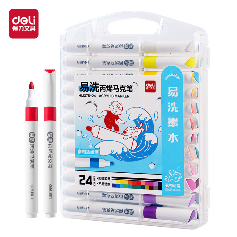 HM375 fácil de lavar acrílico lápiz de marca lavable con agua lápiz de color para estudiantes de arte para niños de pintura de color superpuesto conjunto de pintura de color