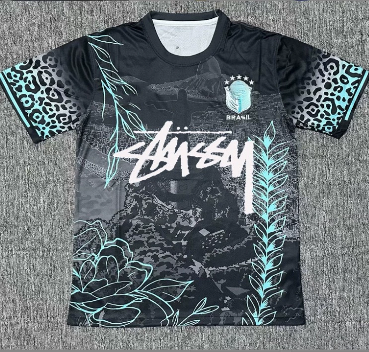 Футболка Stussy Stussy с подписью, Аргентина, Интер, Бразилия, Италия, Фламенго, короткие рукава