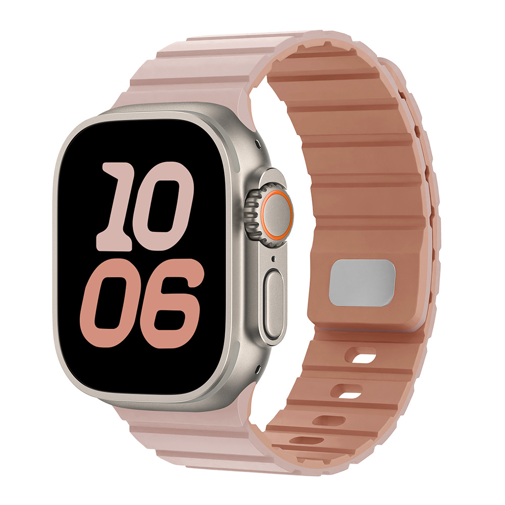 Para Apple Watch10 correa de reloj cuadrada botón magnetic silicona deportiva iWatch9SE hombre y mujer premium