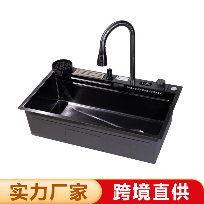 Comercio exterior suministro directo de acero inoxidable conjunto de lavabo de tiburón gran único tanque de panal relieve multifuncional lavavajillas de cocina