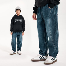 DK童装秋装2024女男童一体绒保暖加绒牛仔裤儿童中大童韩版长裤子