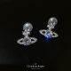 Empress Dowager Saturn Zircon Earrings Advanced Sense Mosquito Incense Plate Earrings Without Ear Holes Women's Cold Wind Earrings