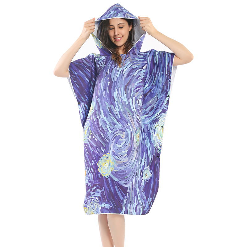 Manto de microfibra de secado rápido con capucha extra grande Toalla de baño para adultos Toalla de baño de playa absorbente de secado rápido Albornoz de terciopelo de doble cara