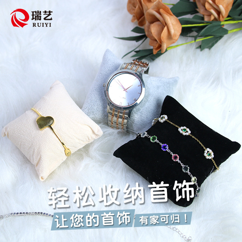 现货批发首饰展示道具7*8盒子内芯 绒布小枕头手表手镯手链收纳架