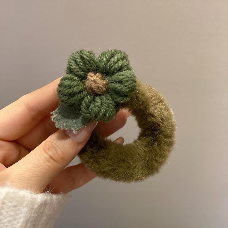 Otoño e invierno anillo de peluche edición suelta lana flor de cola de caballo cuerda de cabello cuerda de cabello de correa de correa de joyas para el cabello de chicas