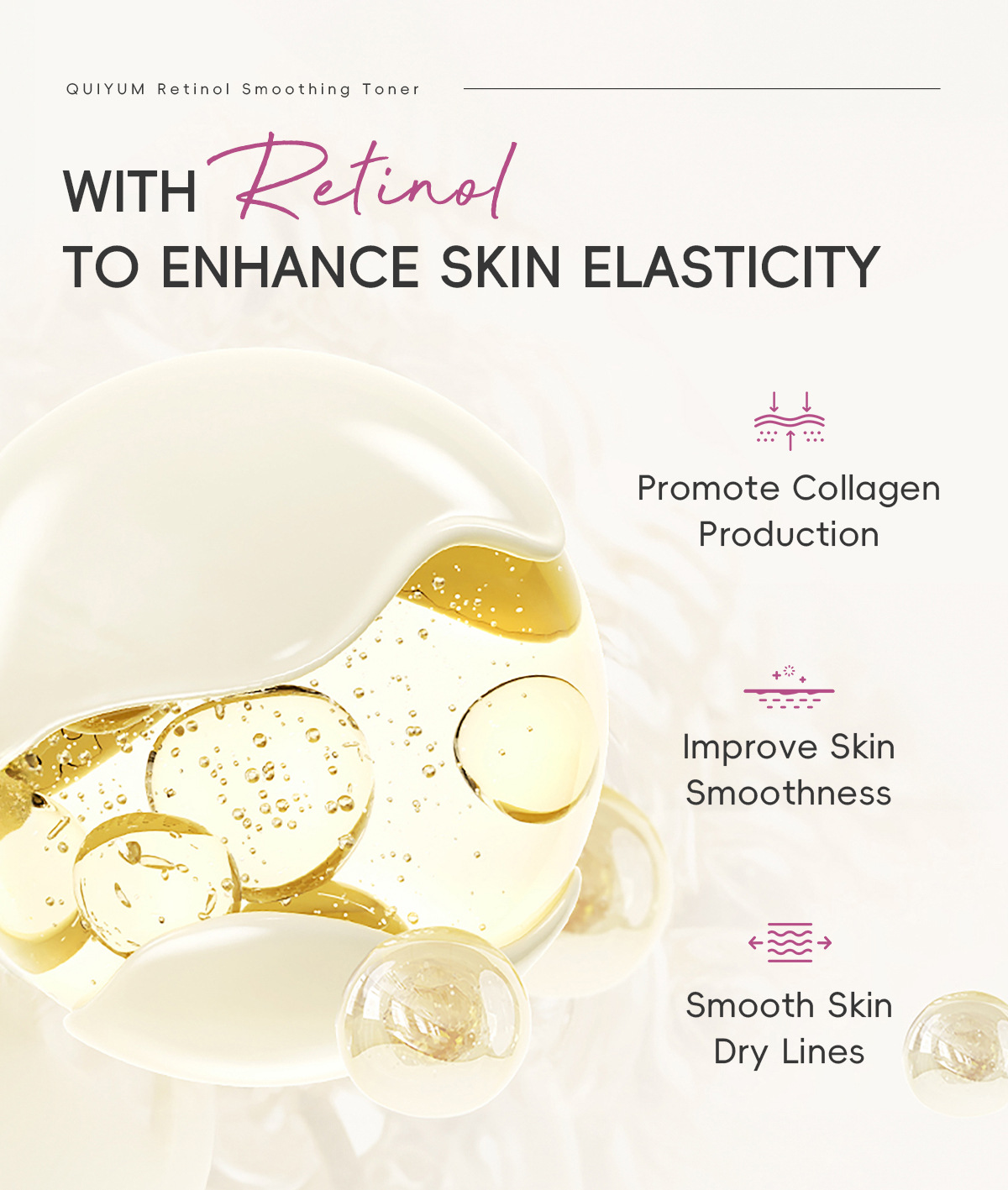 Cross-border QUIYUM Retinol Toner 100ml is a skincare product from a manufacturer that hydrates, moisturizes, nourishes and makes the skin tender and elastic undefined