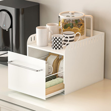 碳钢简单台面抽屉式水杯架咖啡机收纳架整体厨房调味瓶置物架