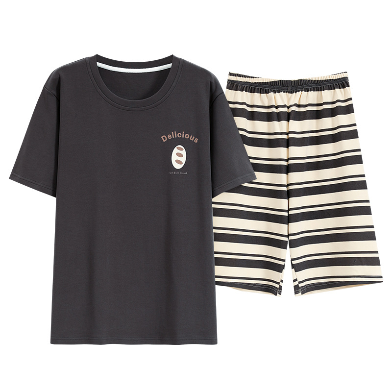 Nuevo algodón de manga corta de verano Pantalones cortos pijamas hombres rayas simple delgada ropa de abrigo casual homewear traje