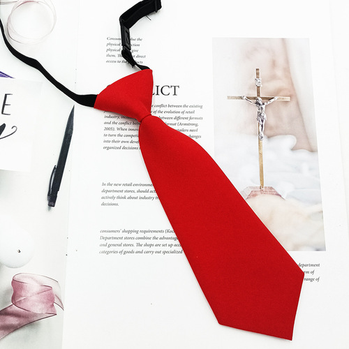 Wholesale solid color children's tie 23cm fashionable college style girls' school uniform with JK tie short style