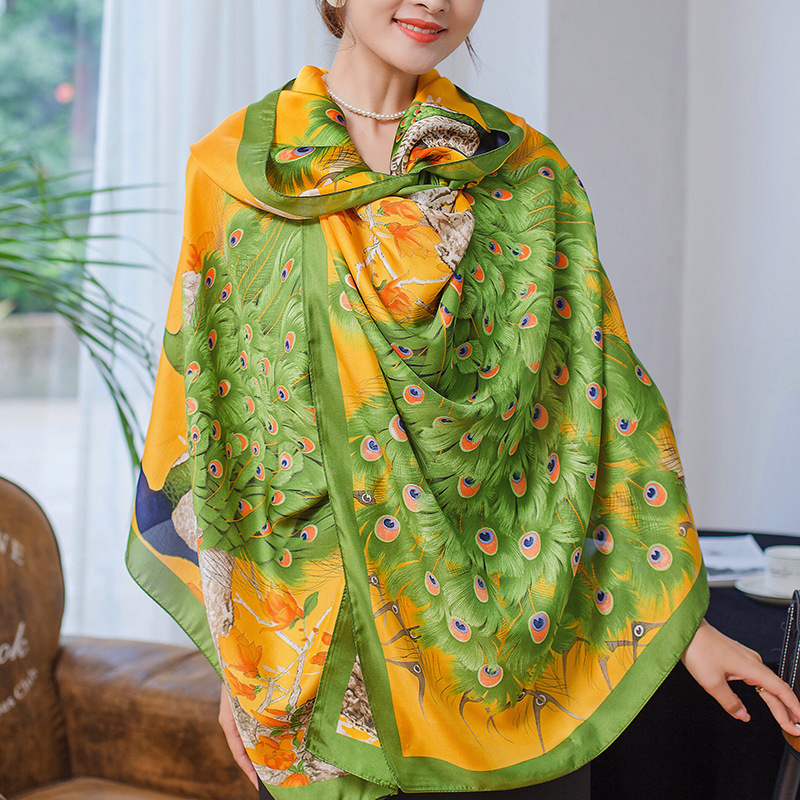2025 New Style Silk Scarf Women's New Silk Satin Air-conditioned Room Shawl Summer Sun Protection Travel Photo Beach Scarf Thin Scarf 2025 New Style Silk Scarf Women's New Silk Satin Air-conditioned Room Shawl Summer Sun Protection Travel Photo Beach Scarf Thin Scarf