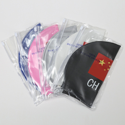 Swimming cap for men, large size, professional adult silicone, flag pattern, non-squeezing, high elasticity, ear protection, waterproof swimming cap with printed logo