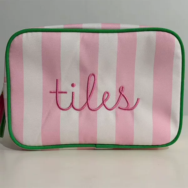 Directly Supplied from the Manufacturer, New Cross-Border Striped Makeup Bag with Large Capacity for Women, Portable Travel Toiletry and Lipstick Storage Bag