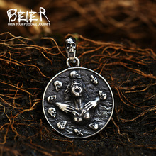 beier欧美复古不锈钢铸造立体骷髅头吊坠 外贸新款霸气钛钢项饰品